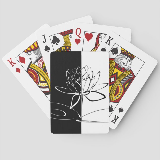 Baraja De Cartas Yin Yang Black White Lotus Blossom (Reverso)