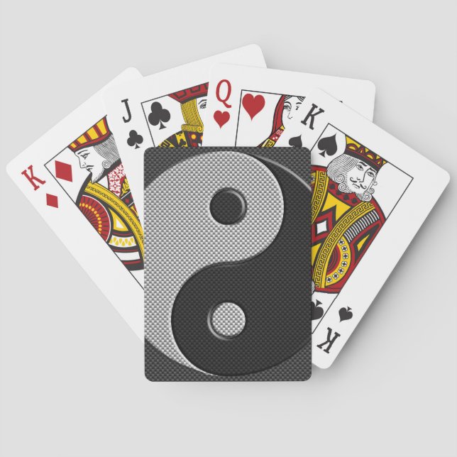 Baraja De Cartas Yin Yang in Carbon Fiber Print Style (Reverso)