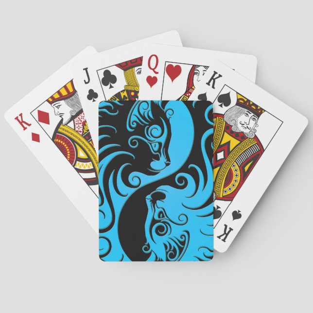 Baraja De Cartas Yin Yang Kittens azul y negro (Reverso)