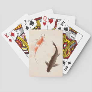Baraja De Cartas Yin Yang Koi pesca con pintura de estilo oriental