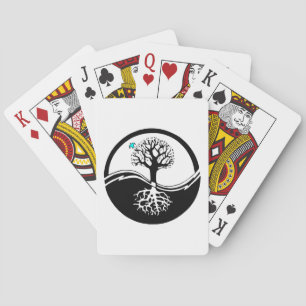 Baraja De Cartas Yin Yang Tree Of Life Black & White