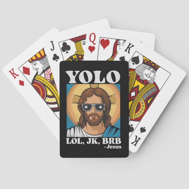 Baraja De Cartas YOLO LOL JK BRB Jesus Funny Easter (Reverso)