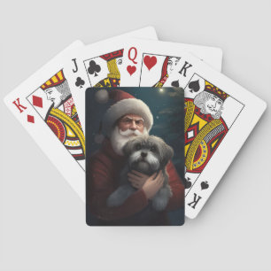 Baraja De Cartas Yorkipoo con Santa Claus Navideño Festivo