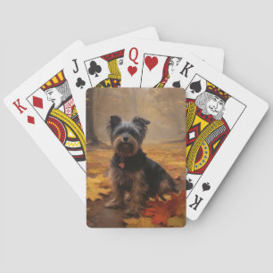 Baraja De Cartas Yorkipoo en Otoño Hojas Caídas Inspiran