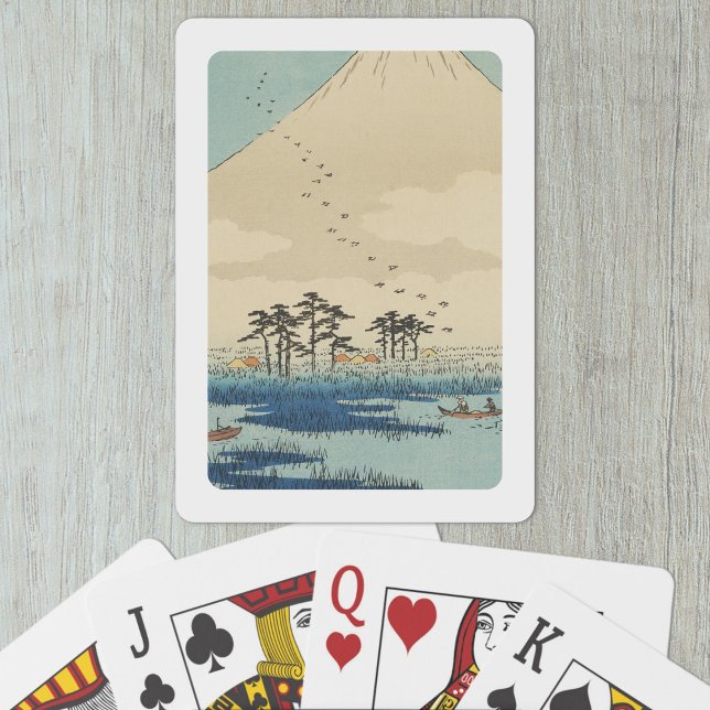 Baraja De Cartas Yoshiwara, Japón: Impresión de bloques de madera v (Yoshiwara, Japan Playing Cards- Table View)