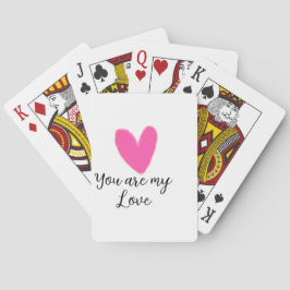 Baraja De Cartas you are my love pink red heart watercolor kidretro