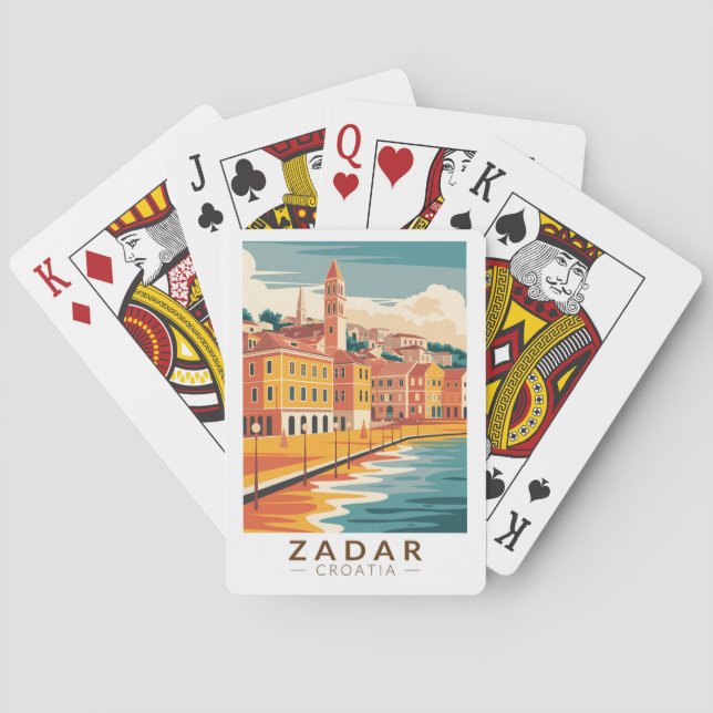 Baraja De Cartas Zadar Croacia Ilustracion Viaje de arte (Reverso)