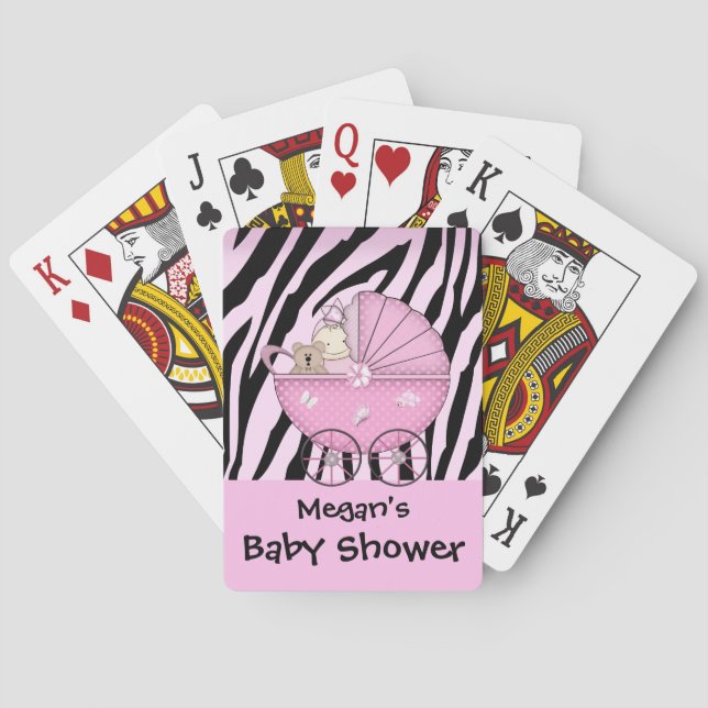 Baraja De Cartas Zebra Baby Shower Card Game Pink Pram (Reverso)