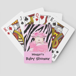 Baraja De Cartas Zebra Baby Shower Playing Card Pink White