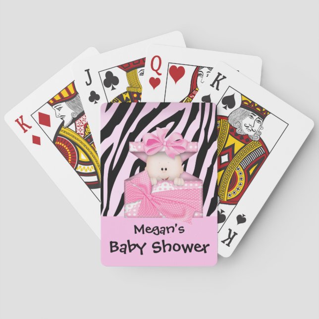 Baraja De Cartas Zebra Baby Shower Playing Card Pink White (Reverso)
