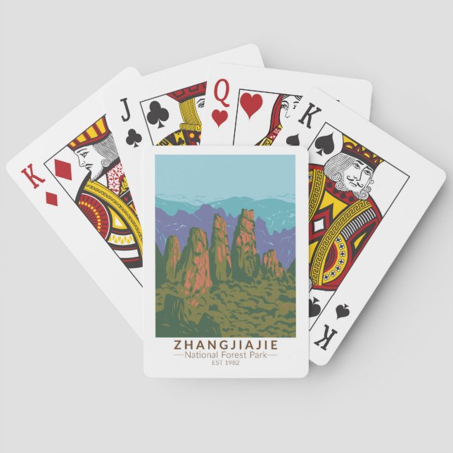 Baraja De Cartas Zhangjiajie National Forest China Travel Art Retro (Reverso)