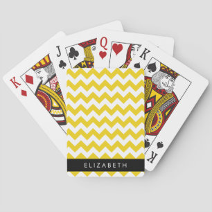 Baraja De Cartas Zigzag Amarillo, Chevron Amarillo, Tu Nombre