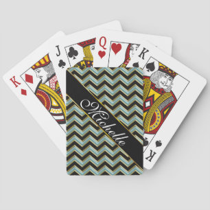 Baraja De Cartas ZigZag Verde azulado de oro negro