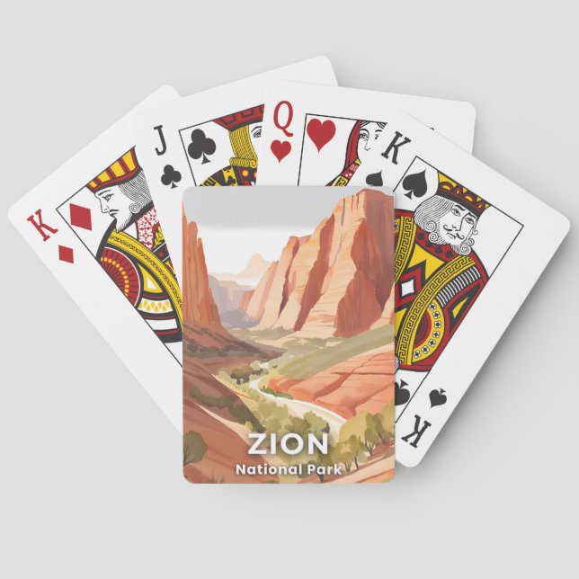Baraja De Cartas Zion National Park | Travel Watercolor Valley (Reverso)