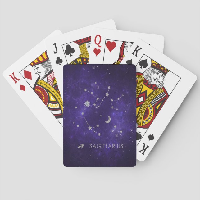 Baraja De Cartas Zodiac Purple Sagittarius | Horoscopio astrológico (Reverso)