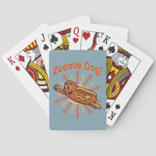 Baraja De Cartas Zoomie Dog Flying Hot Dog Personalizado - Fun Retr