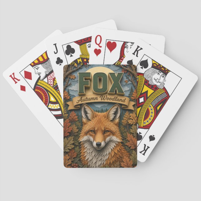 Baraja De Cartas Zorro Bosque Otoñal POPCUT (Reverso)