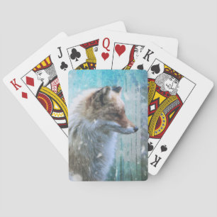Baraja De Cartas Zorro de Furry Cute en fondo azul grunge