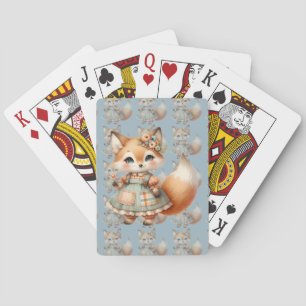Baraja De Cartas Zorro floral pastel caprichoso Cottagecore