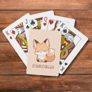 Baraja De Cartas Zorro Sonriente Pequeño y Lindo Nombre Personaliza