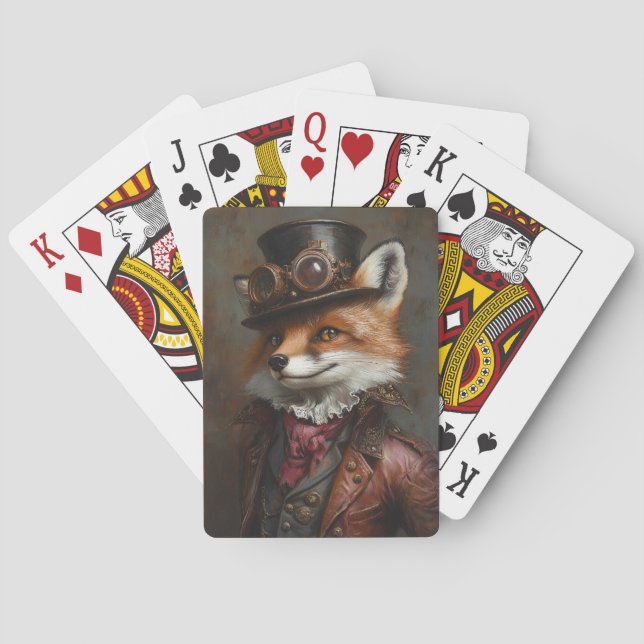 Baraja De Cartas Zorro Steampunk con gafas (Reverso)