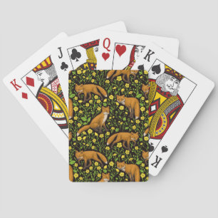 Baraja De Cartas Zorros y mariposas en negro