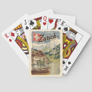 Baraja De Cartas Zurich Suiza Painterly Viaja arte Vintage