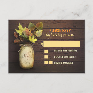 Baraja nupcial RSVP tarjetas con jarra de albañil