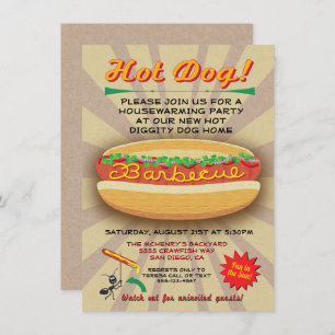Barbacoa Invitación a la fiesta de perros caliente