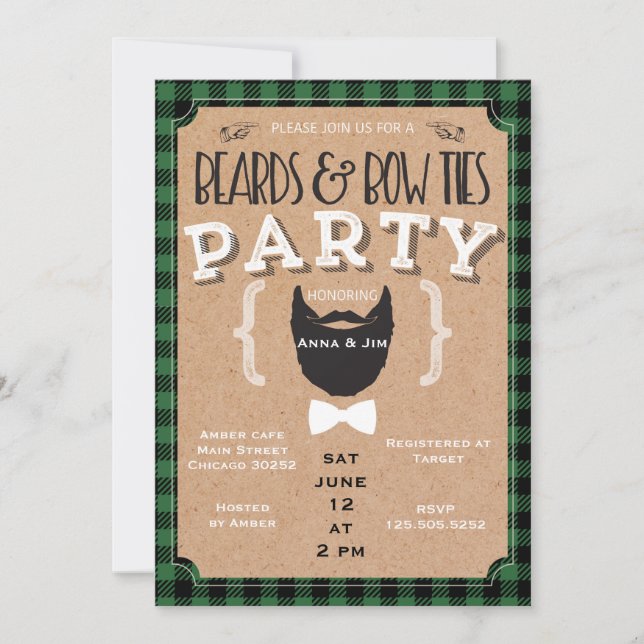 barbas y lazos de arco invitación a la ducha de be (Anverso)