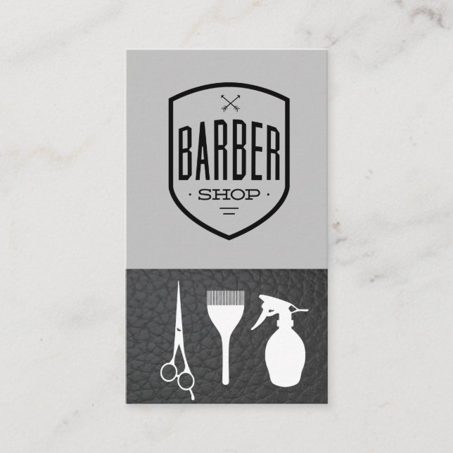 Barber Shop Leather | Tarjeta de presentación para (Anverso)