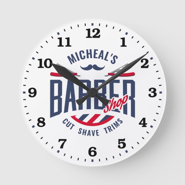 Barber Shop personalizada reloj de pared (Anverso)