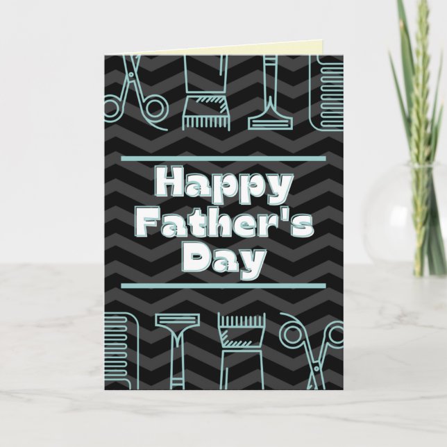 Barber tema feliz tarjeta del día del padre (Anverso)