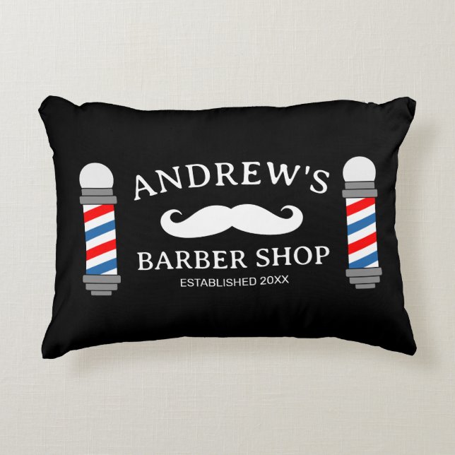 Barbería lanzar almohada con el logo del bigote (Anverso)