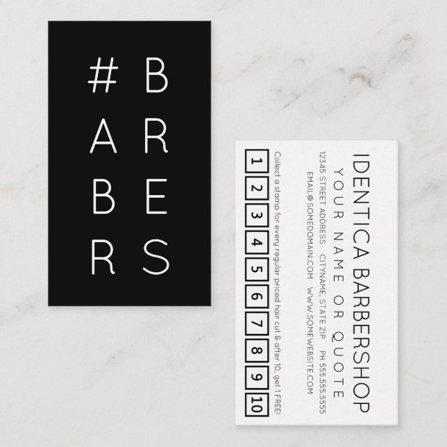 #BARBERS etiqueta tarjeta de puntuación de lealtad (Anverso / Reverso)