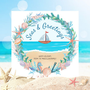 Barca de vela Corona náutica Navidad costera