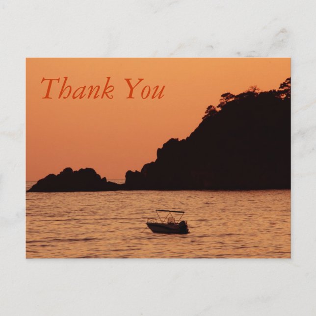barca naranja en el mar postal de gracias (Anverso)