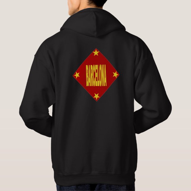 BARCELONA de diseño negro de sudadera capucha bási (Reverso)