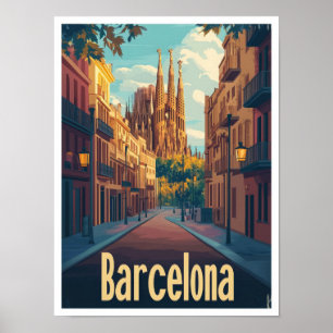 Barcelona España Ilustracion de Viajes de Arte