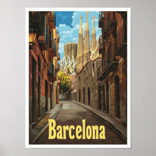 Barcelona España Ilustracion de Viajes de Arte