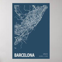 Barcelona España Mapa Línea Arte Azul