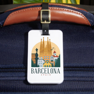 Barcelona España Skyline - Etiqueta de equipaje