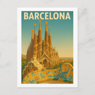 Barcelona España Viaje con tarjeta postal