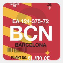 Barcelona - Etiquetas de viaje pegatinas cuadradas