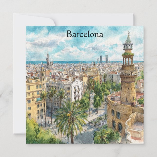 Barcelona Spain Catalonia City VIew Oil Paint (Anverso)