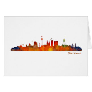 Barcelona watercolor skyline v01
