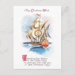 Barco alto en alta mar vintage Navidad