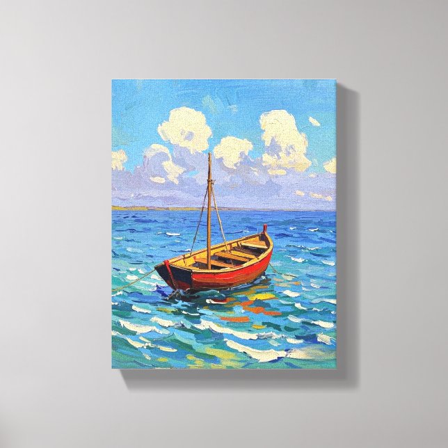 Barco asombroso en la playa de olas Arte Van Gogh (Anverso)