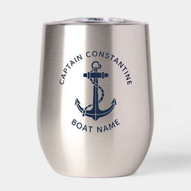 Barco Azul Náutico Capitán de Barco Personalizado (Frente)