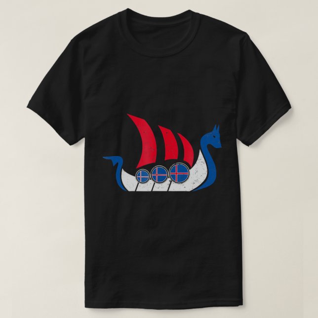 Barco de caza islandés camiseta dragón de bandera  (Diseño del anverso)
